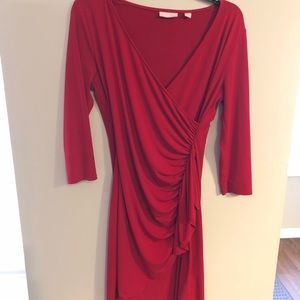 Red NY & Co ruffle dress